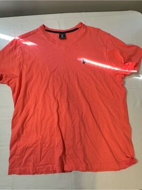 U.S. Polo Assn. Men's V-Neck Tee in Coral Orange